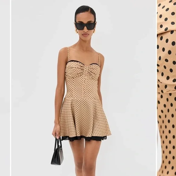 Reformation Ursula Silk Polka Dot Dress size 10 - Picture 3 of 7